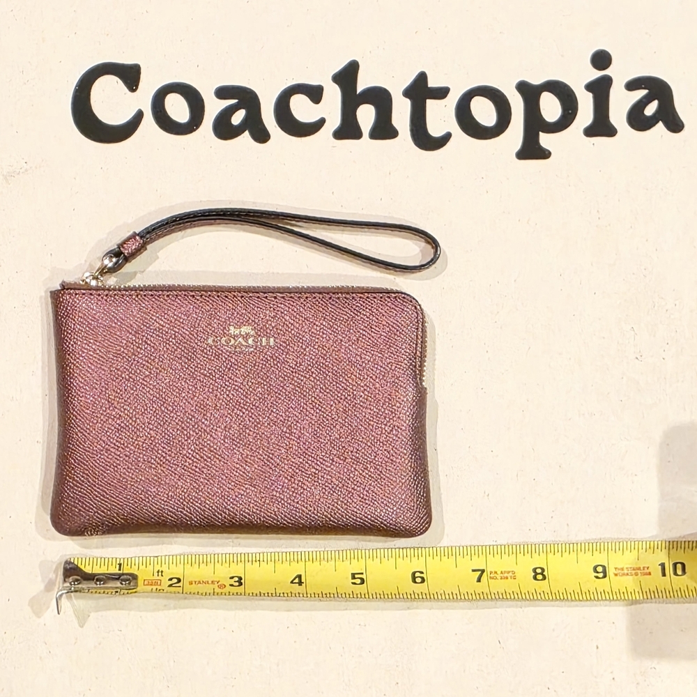 Coach Metallic Burgungy Gold Wristlet Pouch